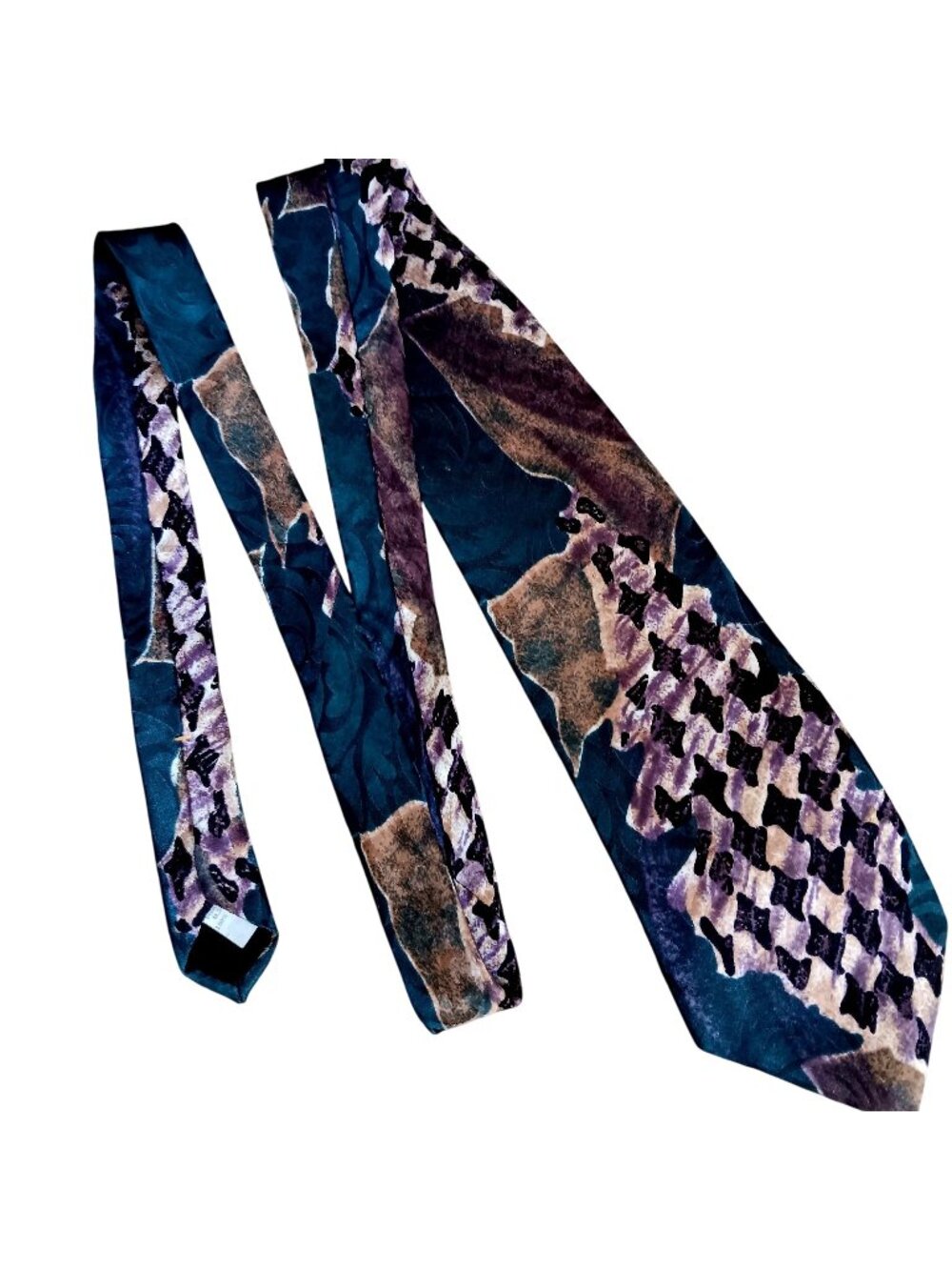 Ralph Marlin G.R. Vintage Necktie Silk Neck Tie Pit Houndstooth 58"